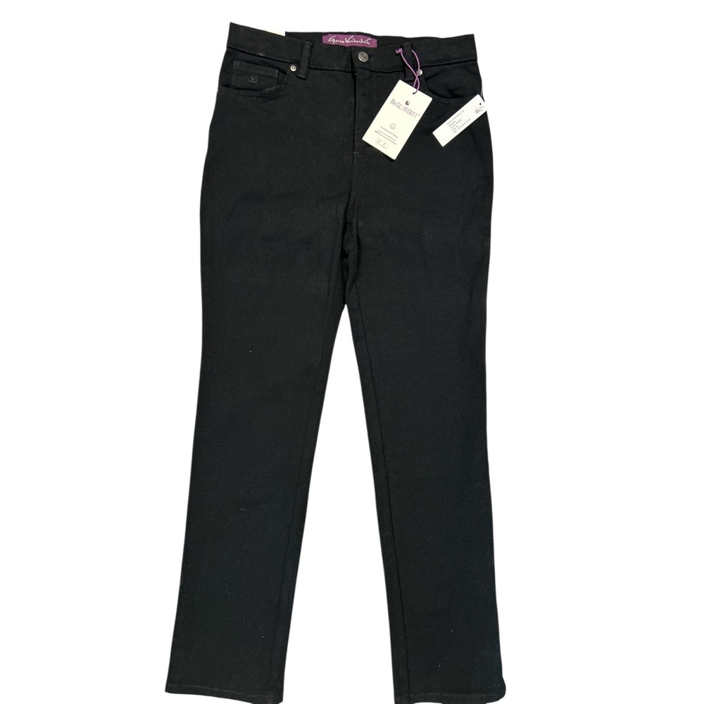 Gloria Vanderbilt Amanda Jeans Womens 6P Black Slimming Straight Leg Tapered NEW